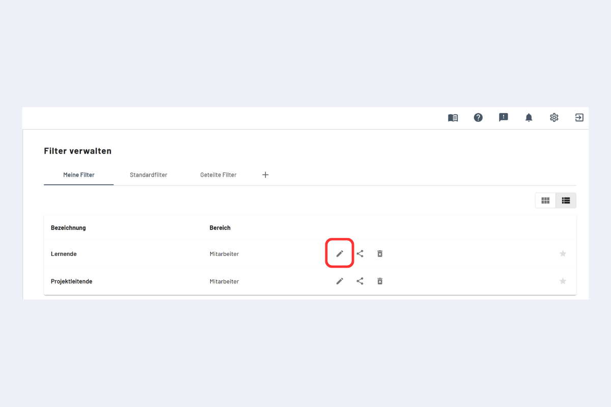 Modificare un filtro in modo permanente